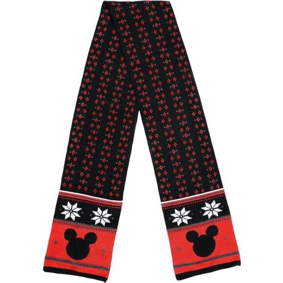 Disney Adult Scarf - Mickey & Minnie Mouse Skellington Print Knit Winter Scarf - Picture 1 of 7